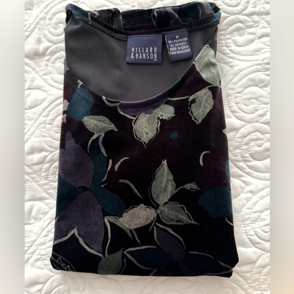 Hillard & Hanson Floral Velvet Tank Top Size M - Picture 6 of 7